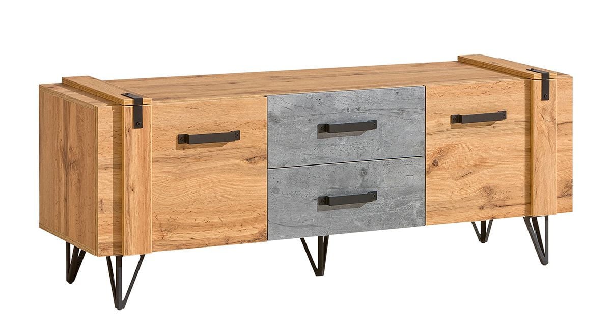 Szafka Rtv Lofter 7 Dąb Wotan / Beton Millenium