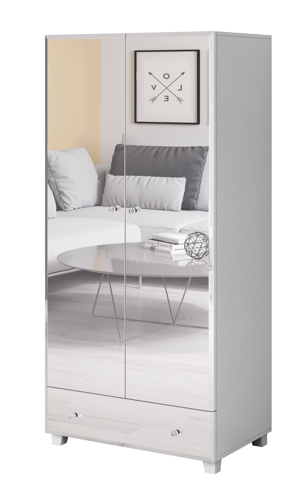 Szafa Bellagio Gb I 18 2D1S 86X186 Biały / Lustro