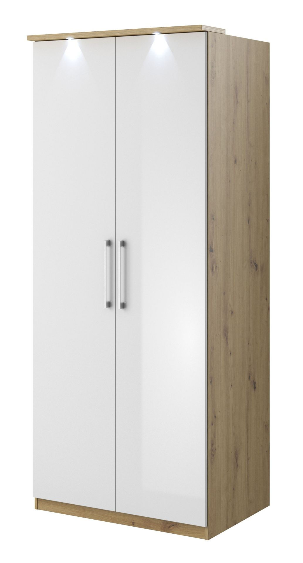 Szafa Optima 18 2D 90X217 Dąb Artisan / Biały Połysk