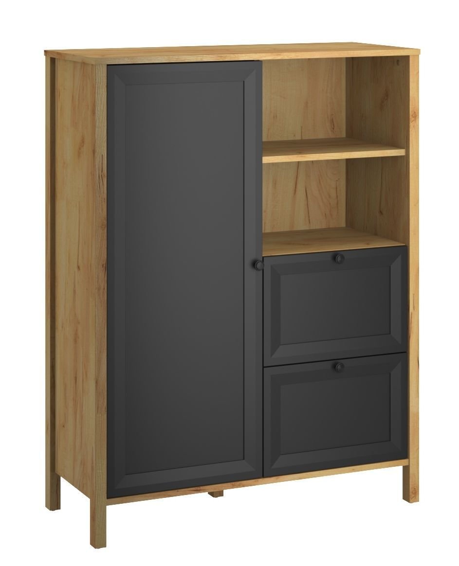 Komoda Brent 1D2S Dąb Craft Złoty / Czarny