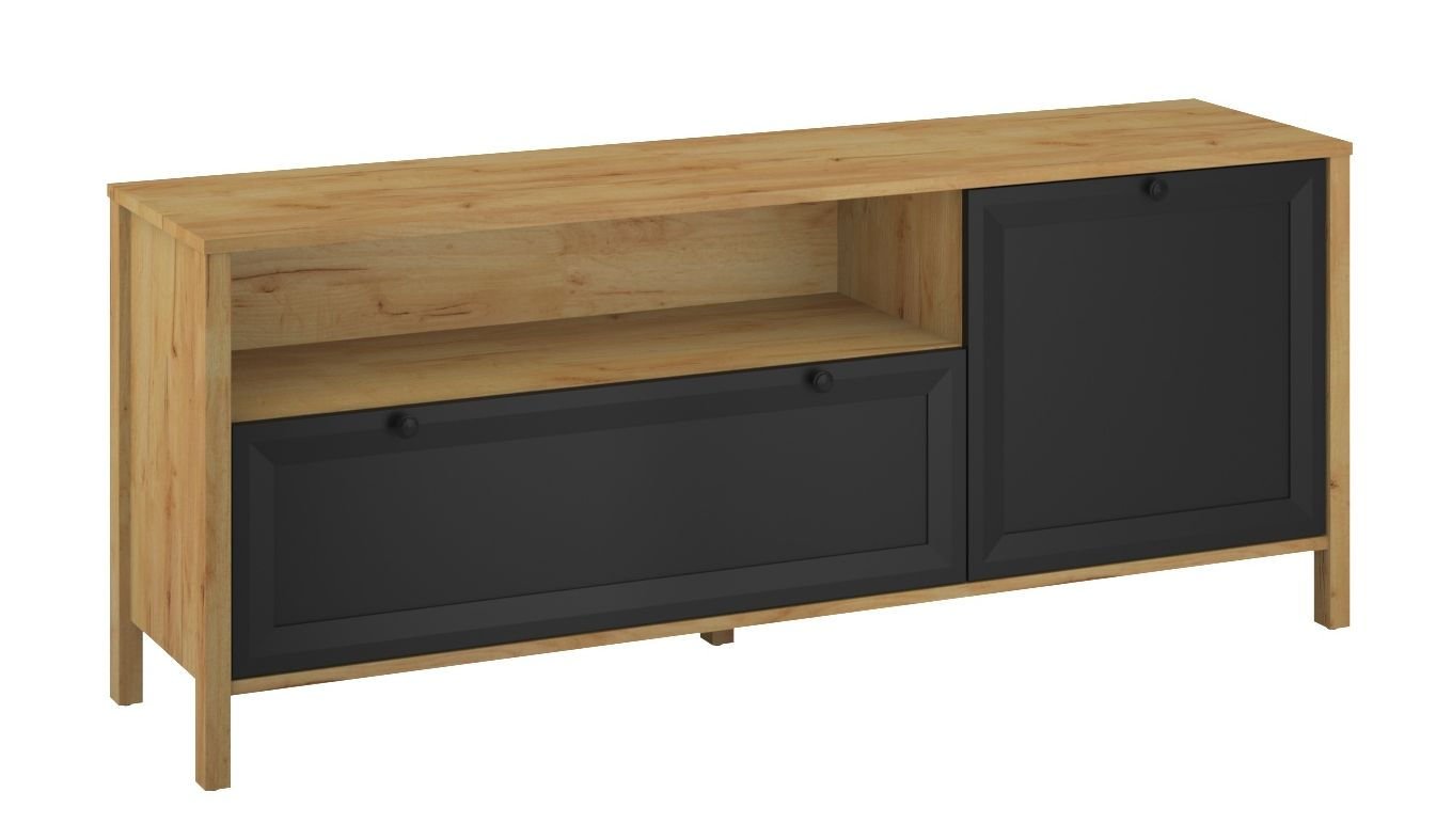 Szafka Rtv Brent 1K1S Dąb Craft Złoty / Czarny