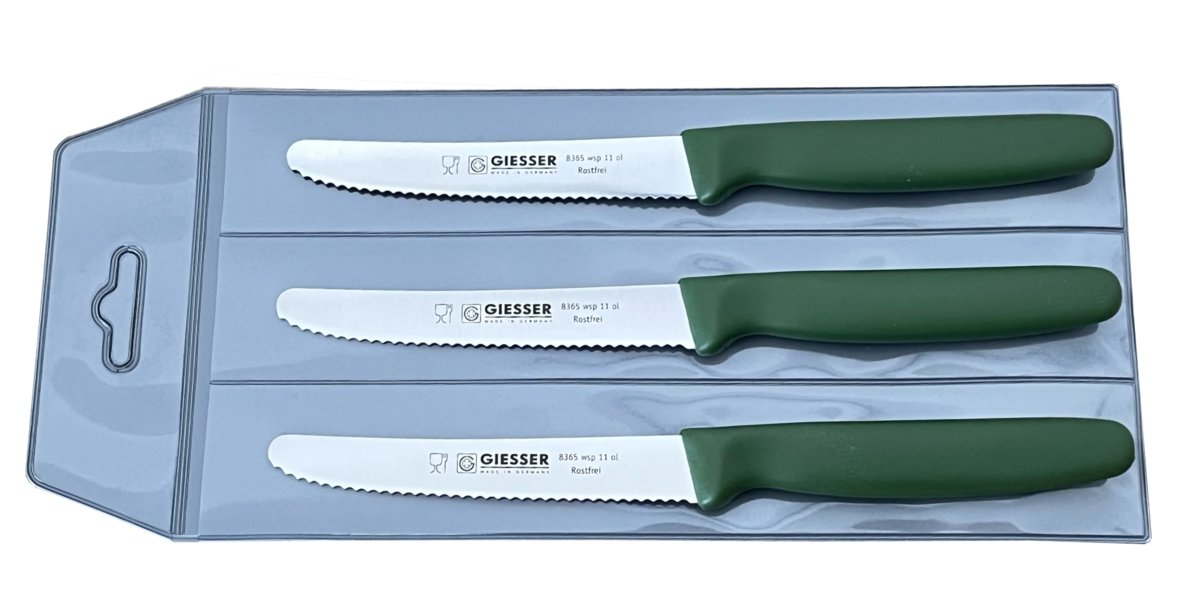 Giesser zestaw 3 noży 8365 oliwkowy 11cm