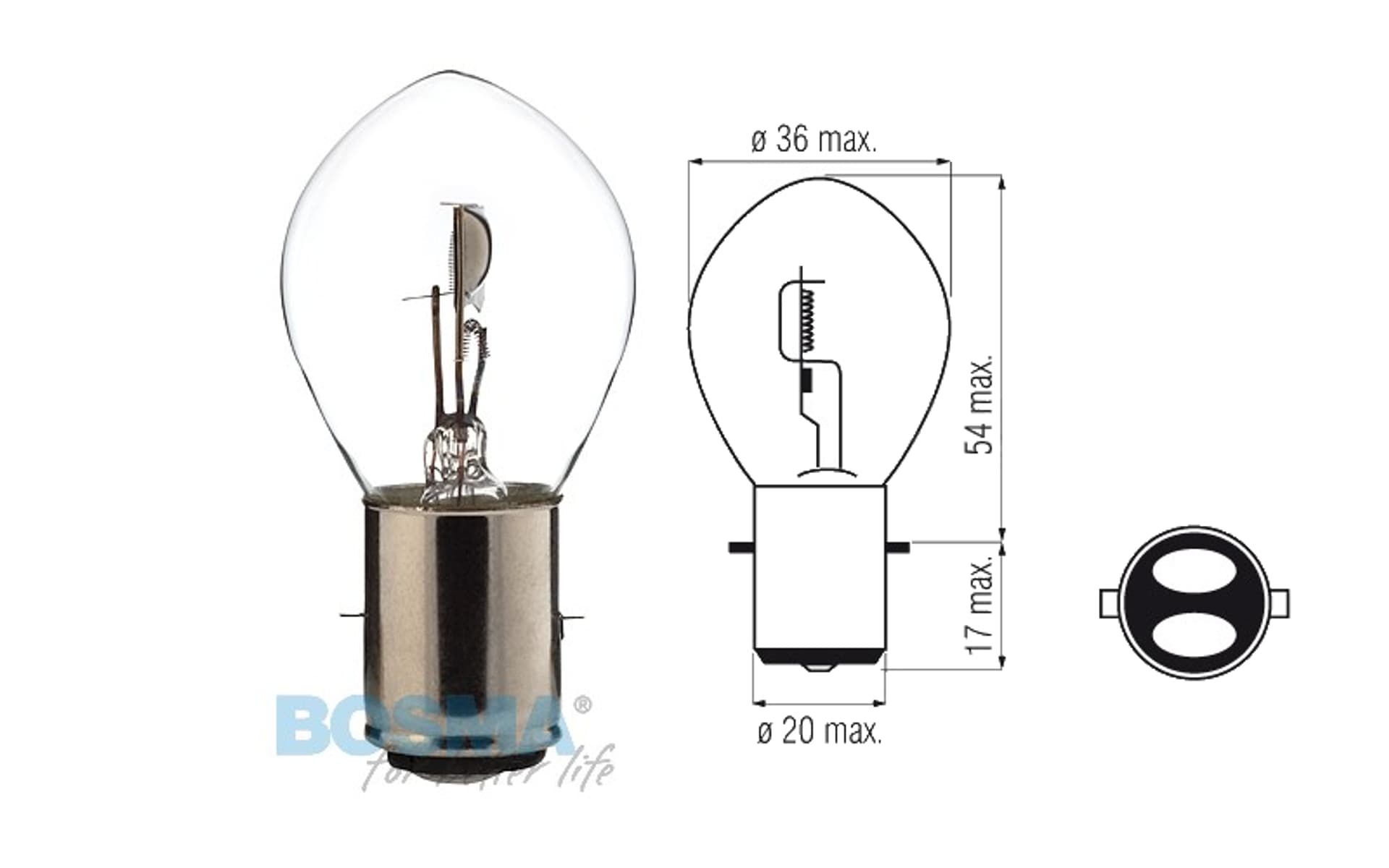 Żarówka BOSMA 6V 25/25W BA20d