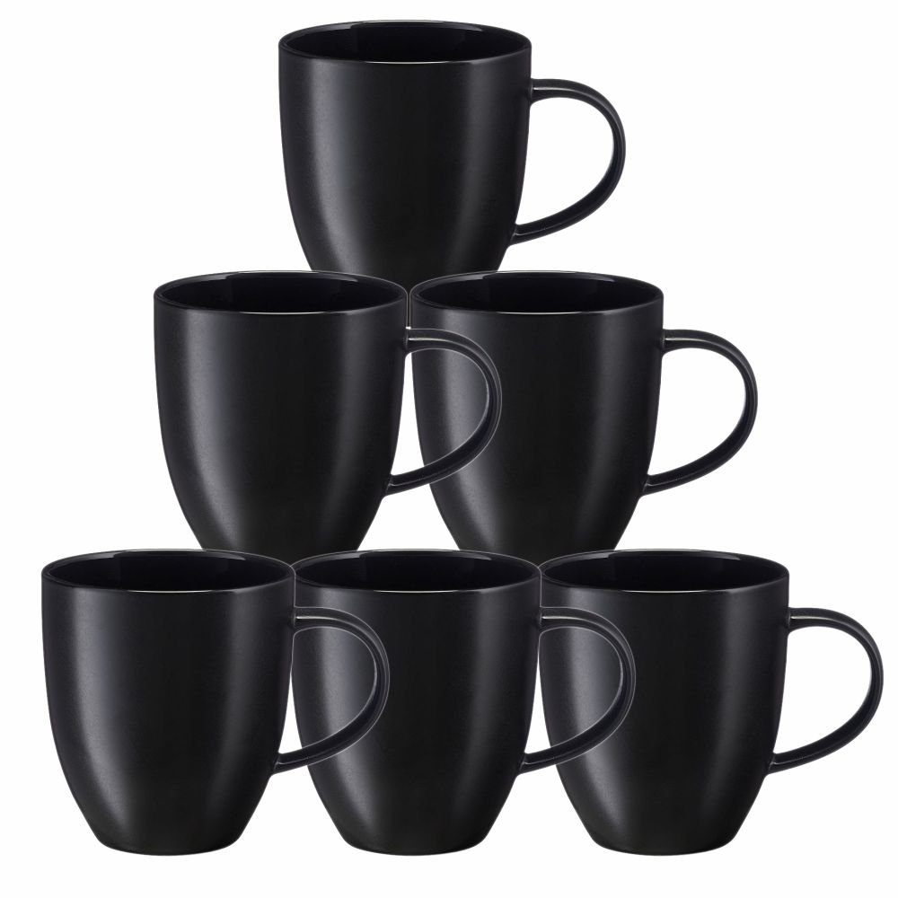 Zestaw kubków czarnych 350 ml 6 sztuk BLACK ONYX VILLA ITALIA