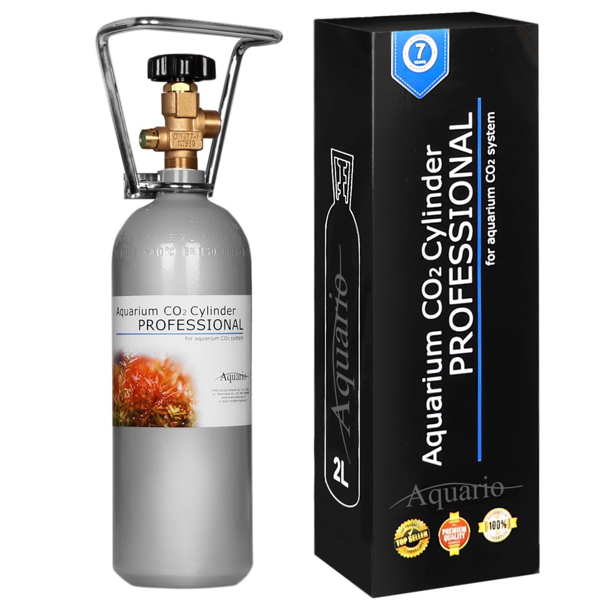 Butla CO2 Aquario BLUE 2l 47cm - nowa z zaworem Butla co2 2l Aquario BLUE