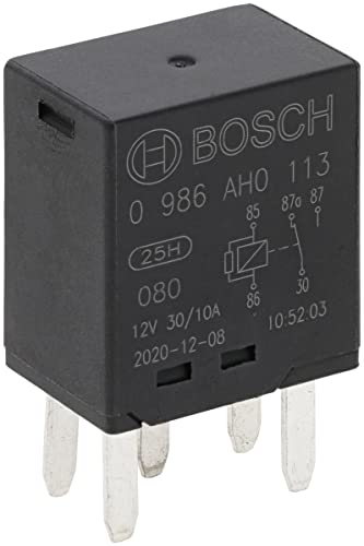 Bosch 0986AH0113 mini przekaźnik 12 V 30 A, temperatura robocza od -40° do 100°, przekaźnik wymienny, przekaźnik 5-pinowy