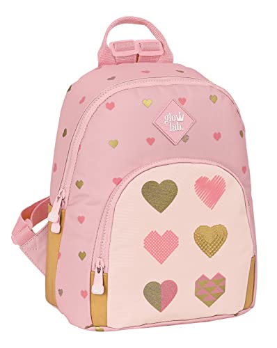Glowlab Hearts Mini plecak do codziennego użytku, idealny dla dzieci w różnym wieku, wygodny i wszechstronny, jakość i wytrzymałość, 25x13x30 cm, jasnoróżowy, Jasnoróżowy, Estándar, zwykły