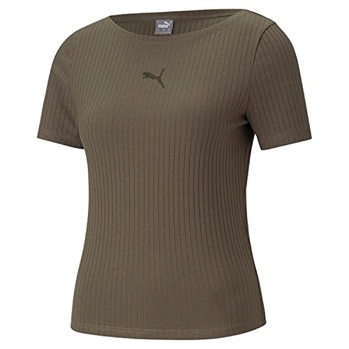 PUMA Damski T-shirt damski Her Ribbed Slim Tee, Liść winogron, L