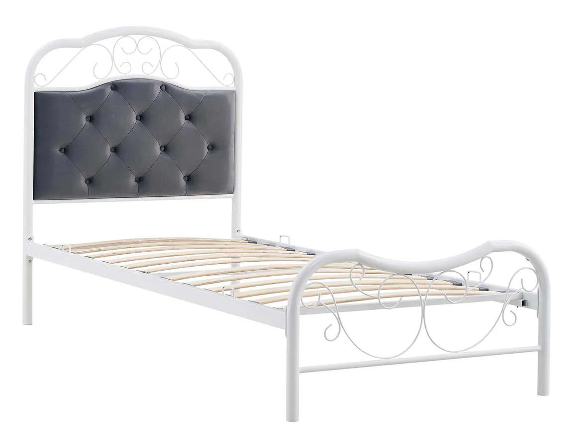 Białe łóżko metalowe 90 x 200 cm N3-C40