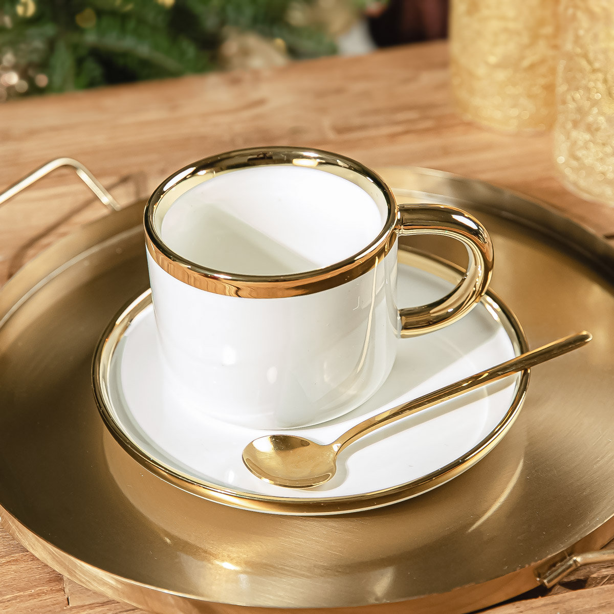 Filiżanka XMAS SINNES ze spodkiem i łyżeczką HOMLA