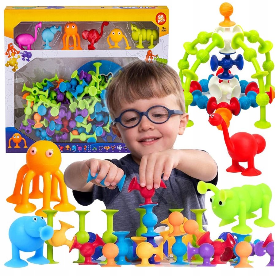 Klocki Konstrukcyjne Silikonowe Przyssawki 96 El