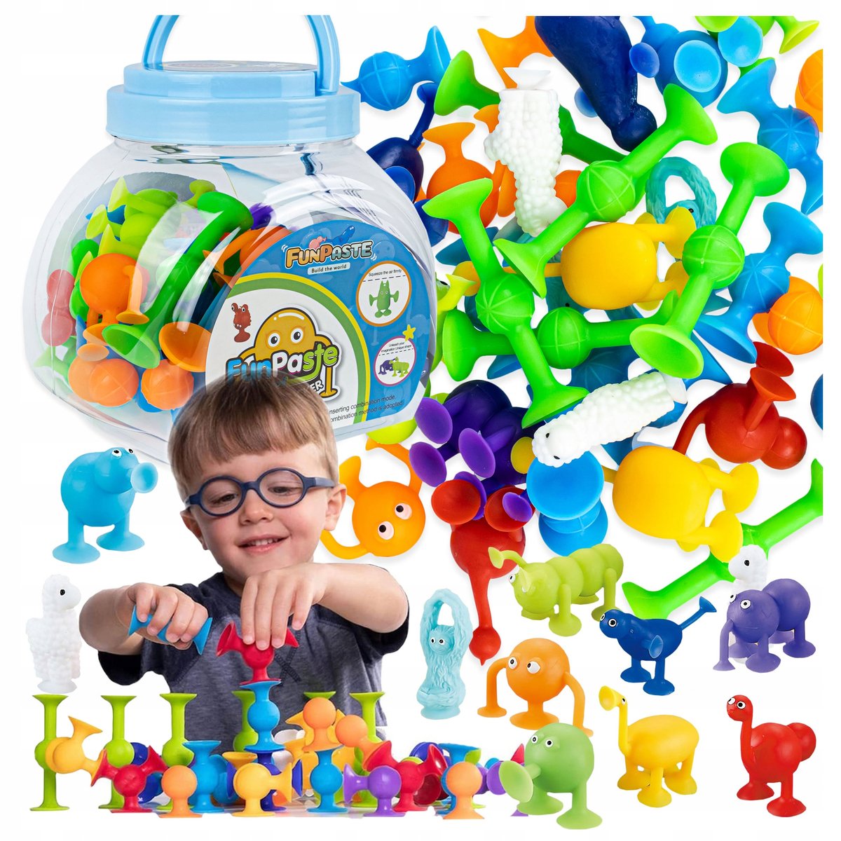 Klocki Konstrukcyjne Silikonowe Przyssawki 48 El