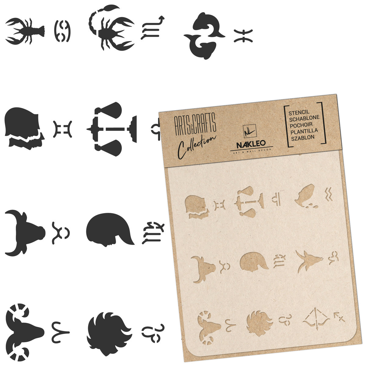 szablon malarski scrapbooking - craft // ZNAKI ZODIAKU - A4 (21x30cm)