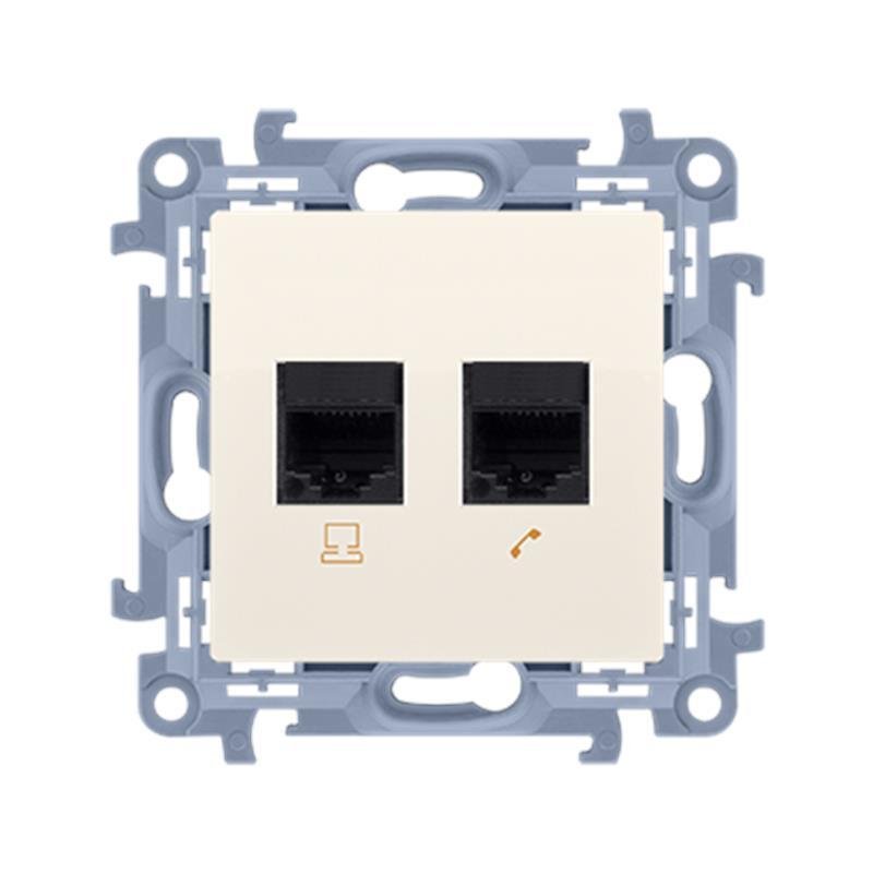 LEDart komputerowo-telefoniczne RJ45+RJ12 kremowe C5T.01/41 Kontakt Simon10