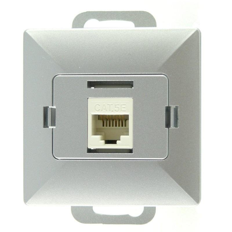 Abex Perła srebrny gniazdo telefoniczno-komputerowe GTP-10P GTP-10P-srebrny