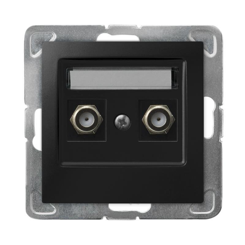 Ospel IMPRESJA Gniazdo antenowe typu F podwójne czarny metalik GPA-2YF/m/33 GPA-2YF/m/33