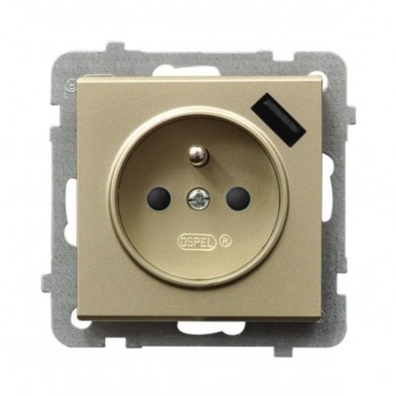 Ospel Sonata szampański gniazdo z uziemieniem + USB GP-1RZPUSB/m/39 GP-1RZPUSB/m/39