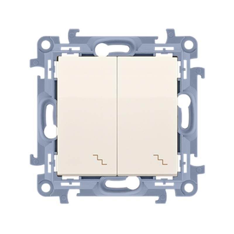 Kontakt Kontakt_Simon Łącznik schodowy podwójny z podświetleniem LED (moduł) 10AX. 250V. zaciski śrubowe krem CW6/2L.01/41