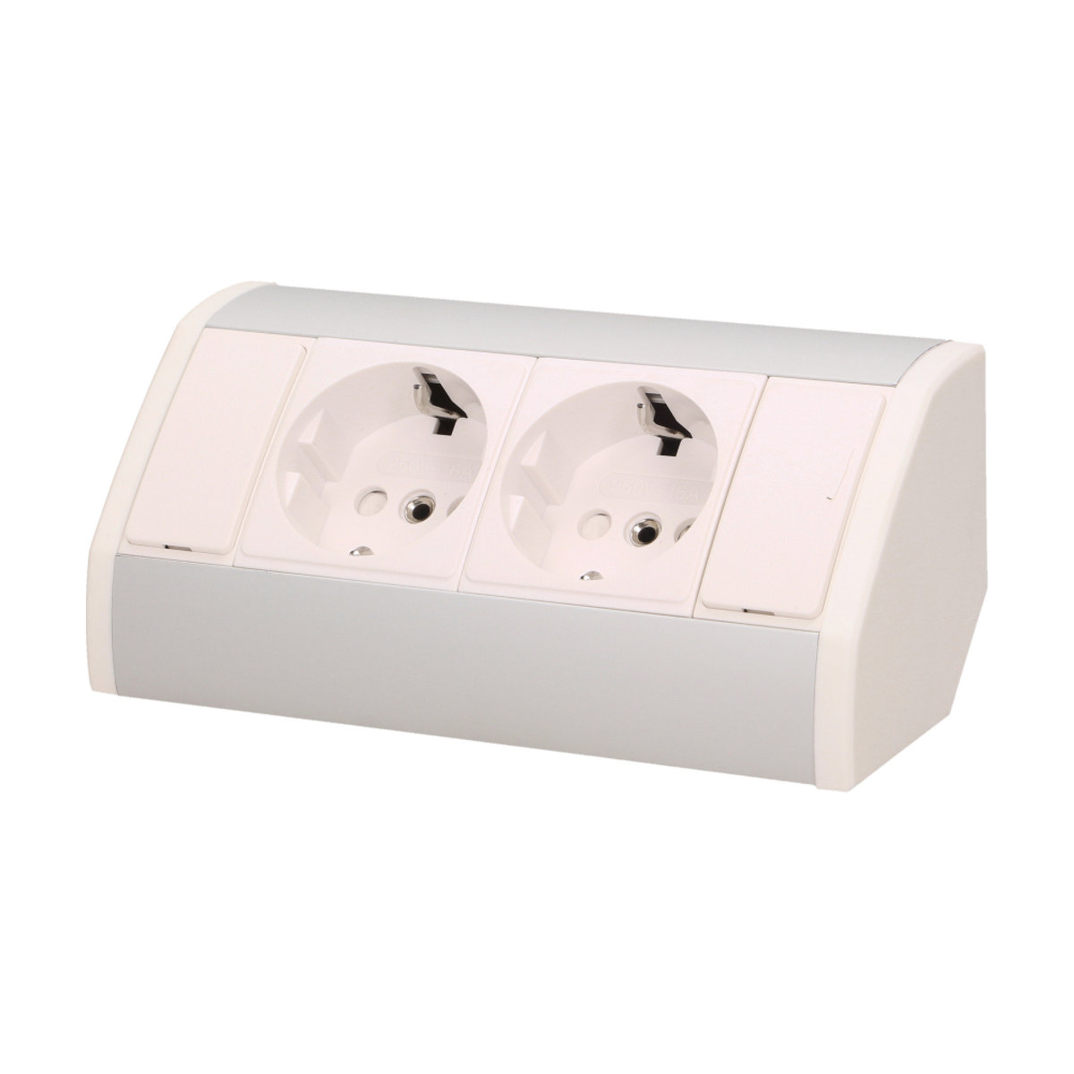 Orno Gniazdo meblowe podwójne schuko biało-srebrne OR-GM-9005/W-G(GS)