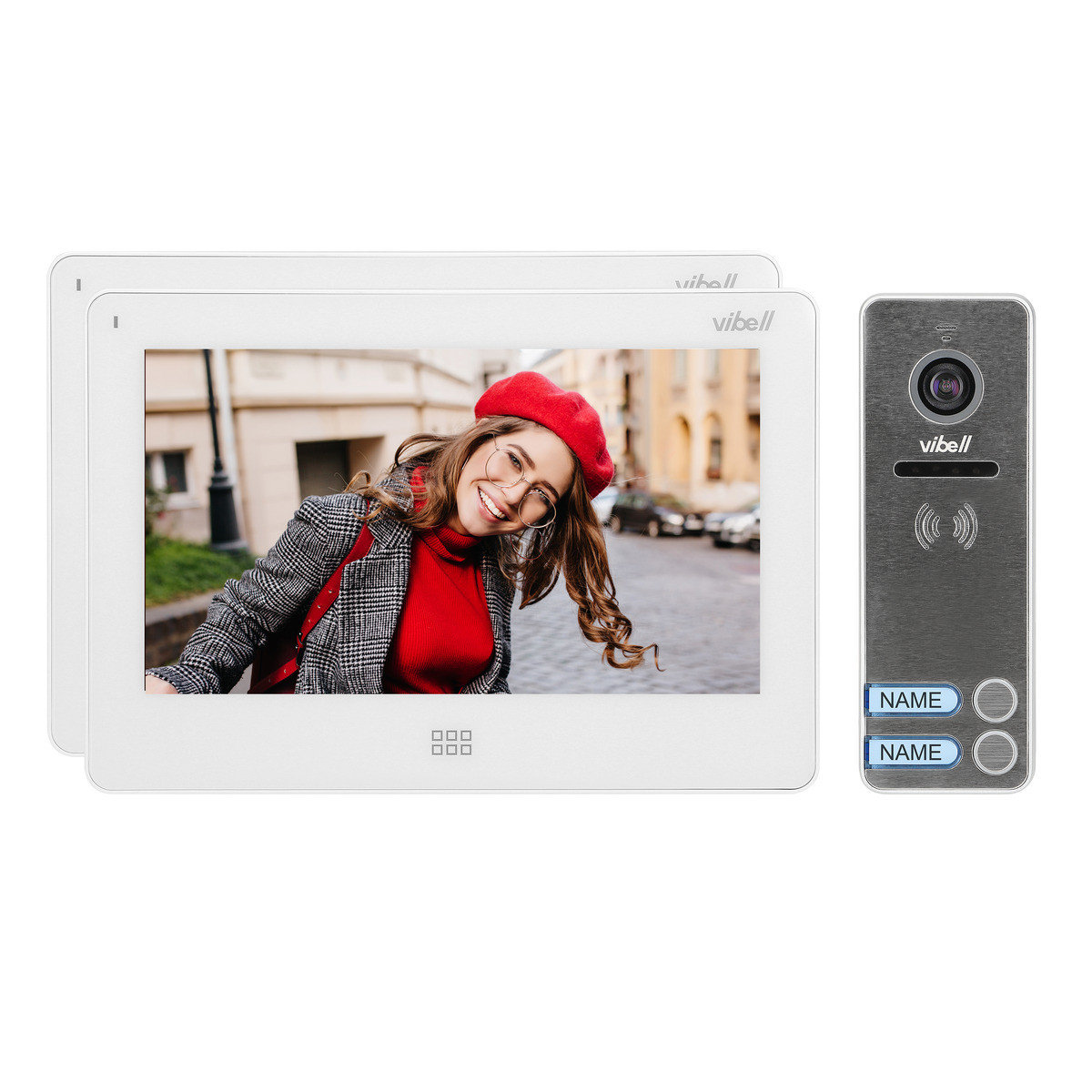 Orno Zestaw wideodomofonowy FELIS MEMO MULTI2 dwurodzinny bezsłuchawkowy monitor LCD 7 gniazdo SD+DVR biały OR-VID-EX-1064 W OR-VID-EX-1064/W