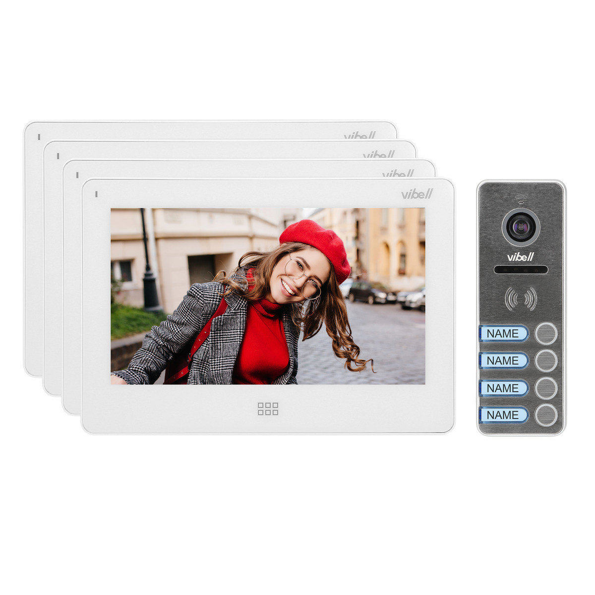 Zestaw wideodomofonowy 4-rodzinny, bezsłuchawkowy kolor, LCD 7 , dotykowy, menu OSD, pamięć, gniazdo na kartę SD, DV OR-VID-EX-1066/W