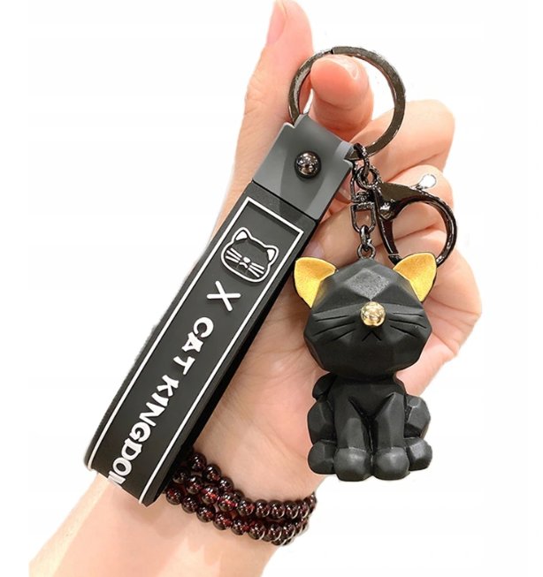 Brelok do kluczy breloczek kotek czarny