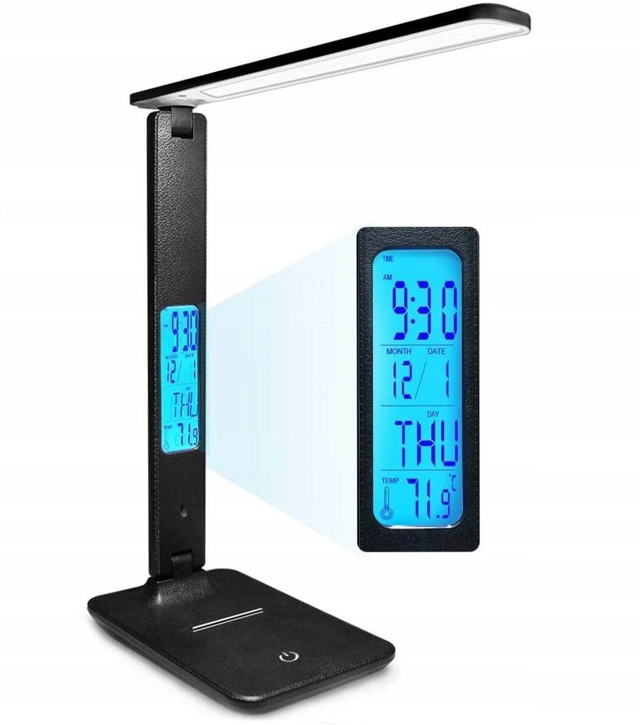 Lampka Biurkowa Biurko Wyświetlacz Led Zegar Data