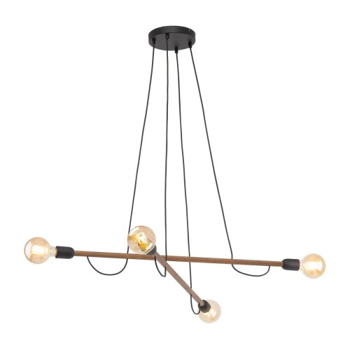 Helix Wood lampa wisząca 4-punktowa czarna/orzech 4949