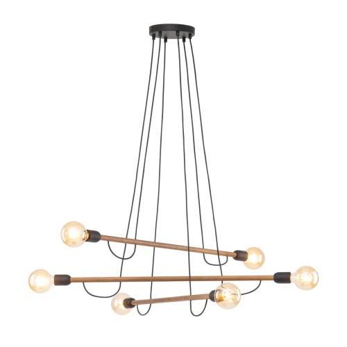 Helix Wood lampa wisząca 6-punktowa czarna/orzech 4950