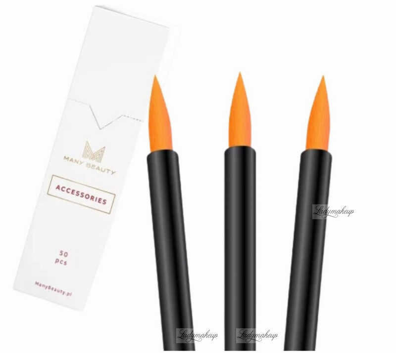 Many Beauty - Eyeliner Brush - Jednorazowe aplikatory do eyelinera - Pomarańczowe - 50 sztuk