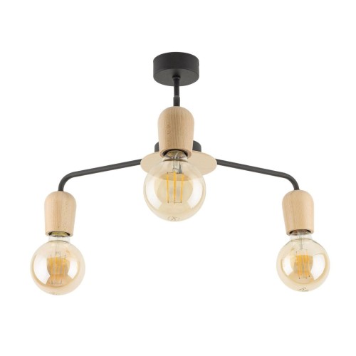 Miriam lampa sufitowa 3xE27 czarna/jasne drewno 4968