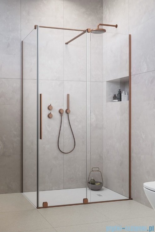 Radaway Furo Kdj Brushed Copper kabina 140x100cm prawa szczotkowana miedź 10104722-93-01R/10110680-01-01/10113100-01-01