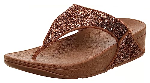 Fitflop damskie Lulu Glitter Toe-Stringi sandały z otwartym palcem, Różowe złoto, 36 EU