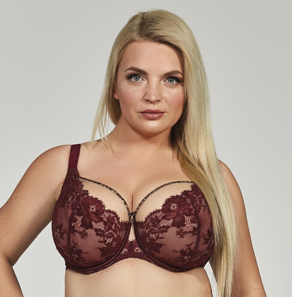 Bordowy Biustonosz SELENA Soft Lace - Tono