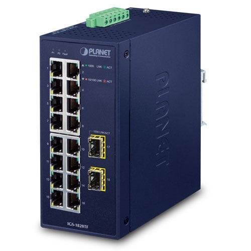 PLANET IGS-1820TF łącza sieciowe Nie zarządzany L2 Gigabit Ethernet