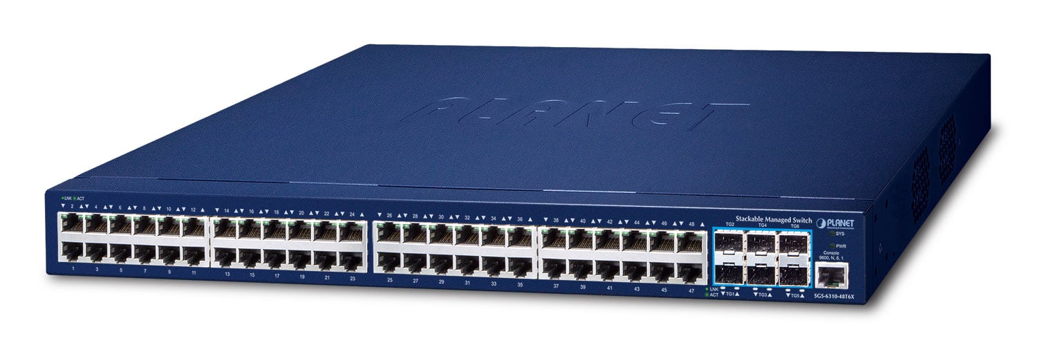 PLANET SGS-6310-48T6X łącza sieciowe Zarządzany L3 Gigabit Ethernet
