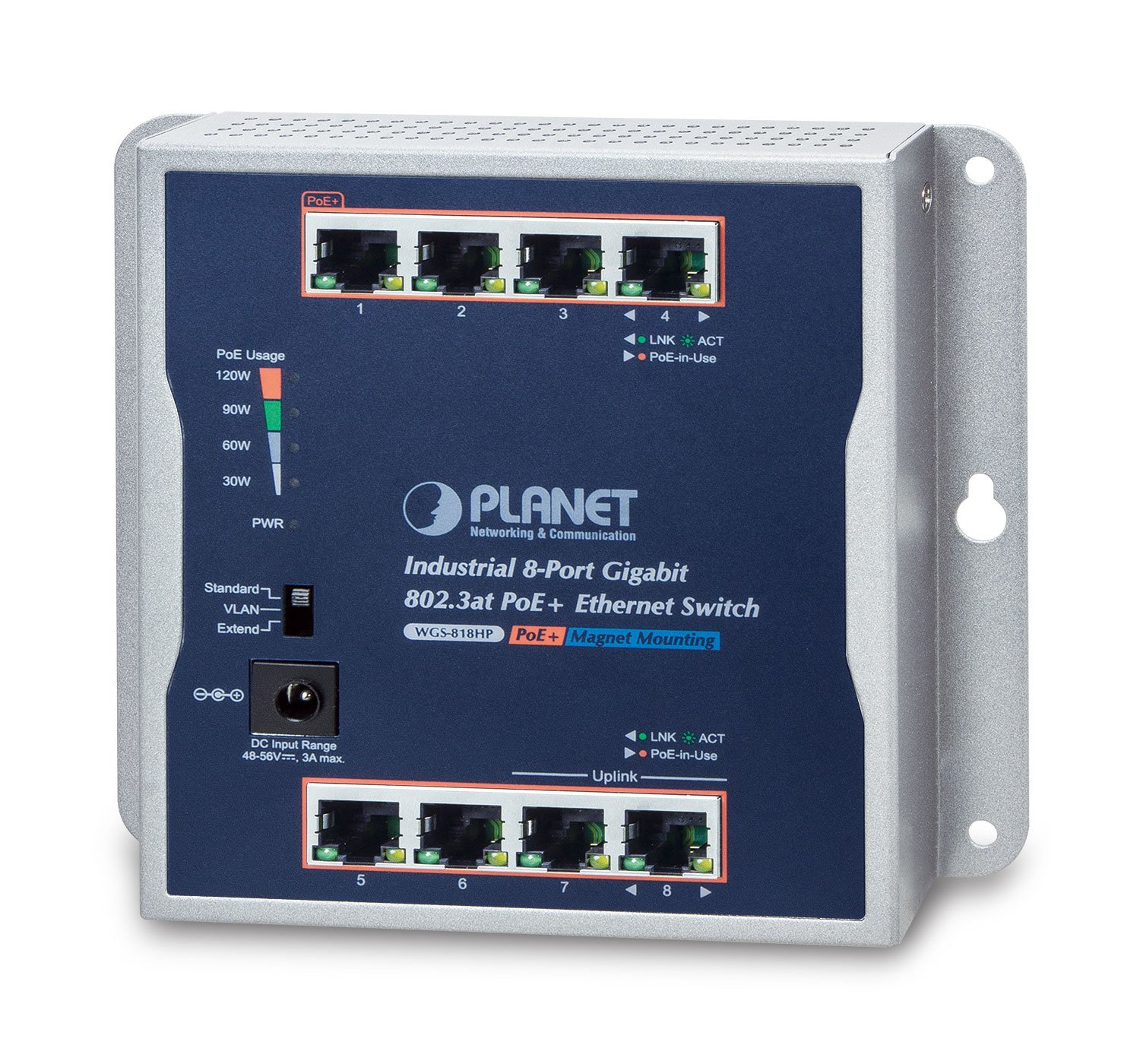 PLANET IP30 Industrial 8-Port Nie zarządzany Gigabit Ethernet