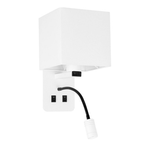 Biały wielofunkcyjny kinkiet z prostokątną oprawą - V079 E0-F06