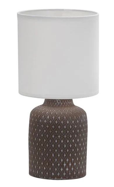Brązowa lampa stołowa z abażurem z tkaniny - V085 F2-Z79