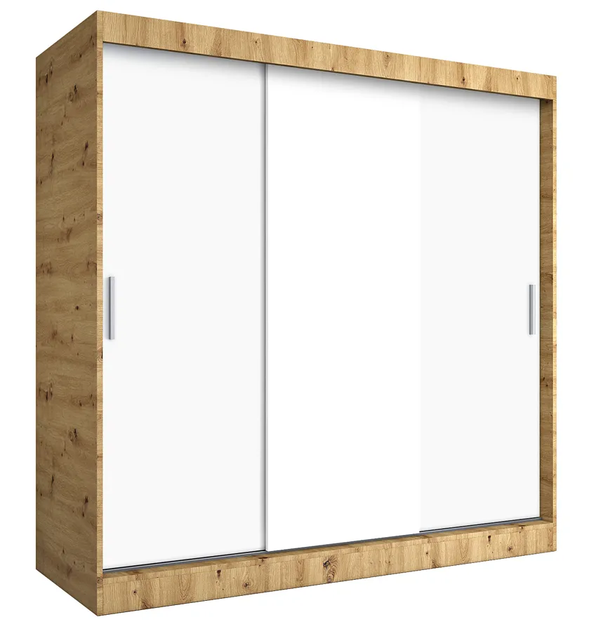 Szafa przesuwna 200 cm dąb artisan + biały P2-M34