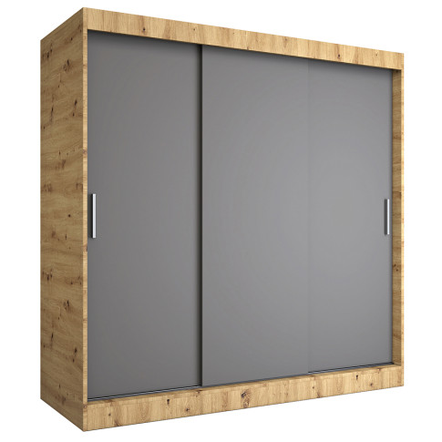 Szafa przesuwna 200 cm dąb artisan + antracyt A3-G48