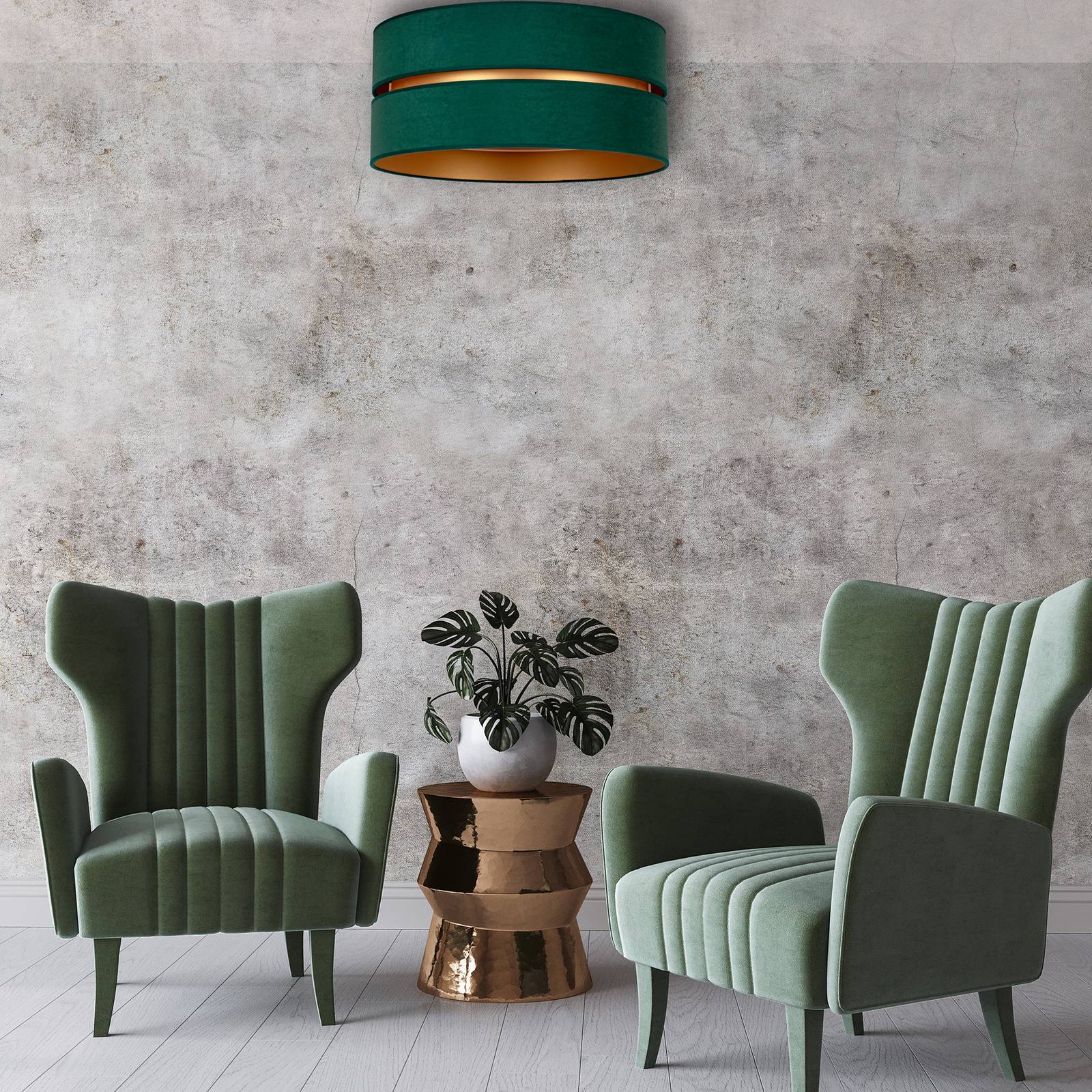 Duolla Lampa sufitowa Duo, zielona/złota Ø60cm, 1-pkt.