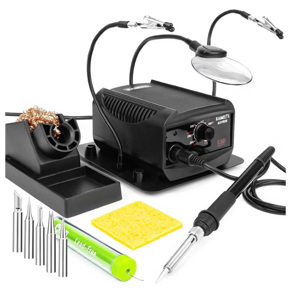 KAIWEETS KOT936 Electric Soldering Station for Welding, 200-480 Celsius Temperature Range, 900M Soldering Iron Tips