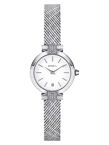 BREIL Zegar Soul kolekcja Mechanizm kwarcowy tylko czas - 2h i stalowy pasek dla kobiet, srebrny, biały, Eine Größe,