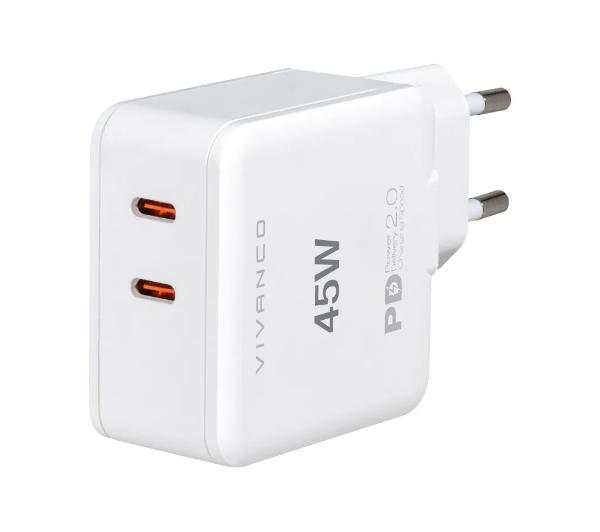 Vivanco 63197 Super Fast PD Dual Charger 45 W (biały)