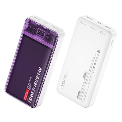 WEKOME WP-351 Vanguard Series - Power bank 20000 mAh PD 20W + QC 22.5W (Fioletowy / Przezroczysty)