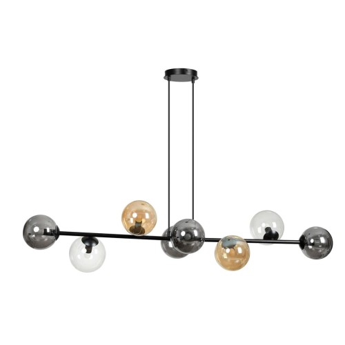 EULUNA Lampa wisząca Glassy 8-pkt. szkło grafit/bursztyn