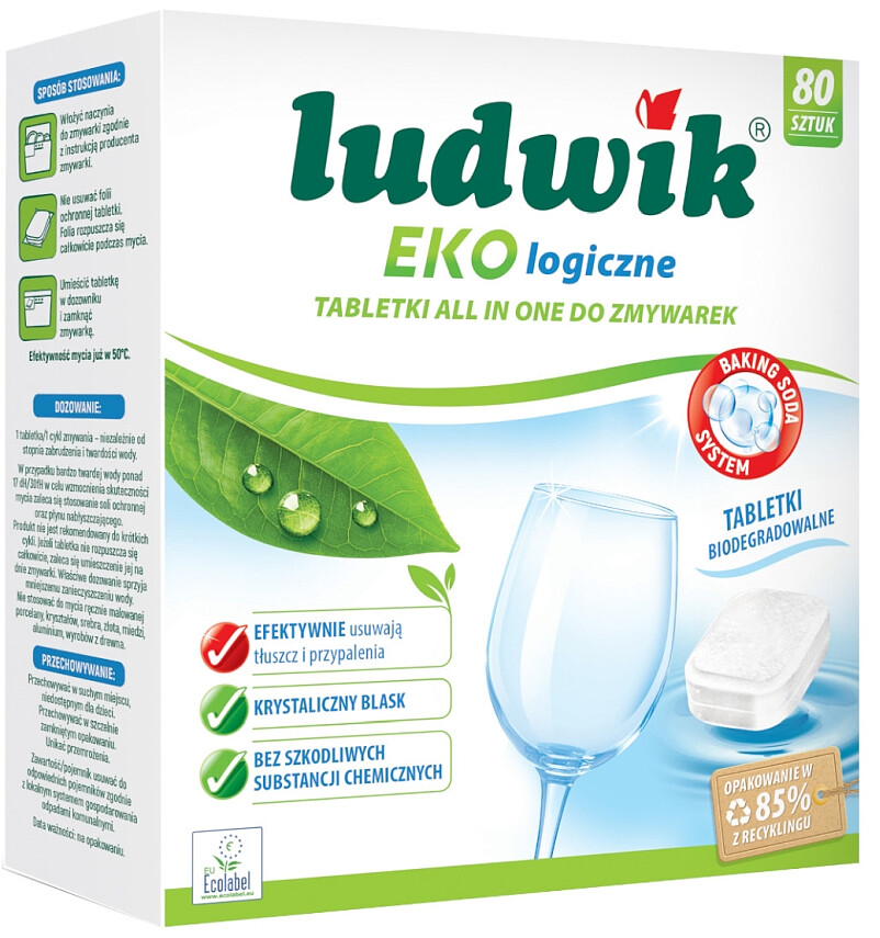 Tabletki ekologiczne do zmywarek Ludwik All in One 80 szt. Darmowa dostawa od 89 zł!