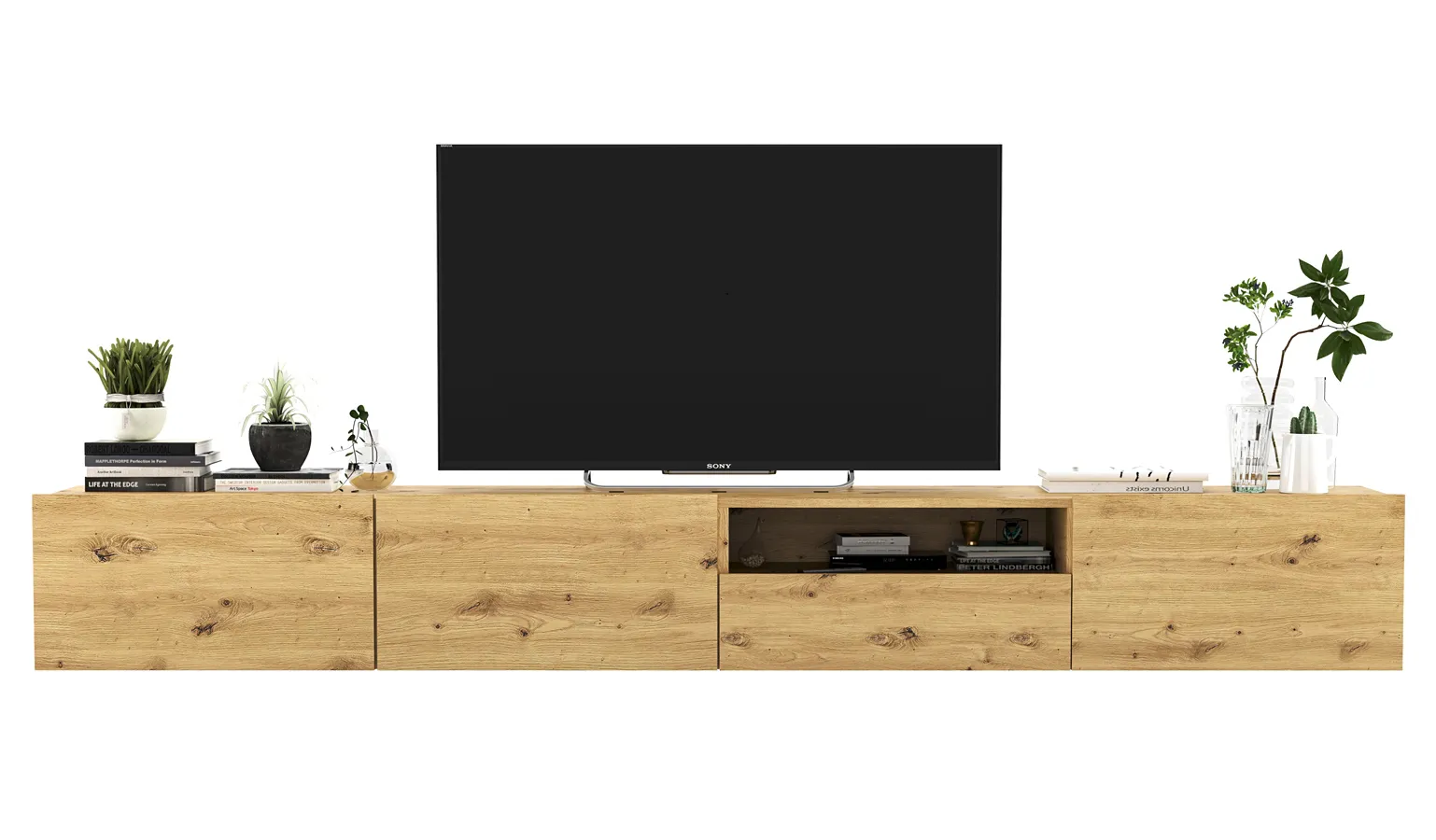 Zestaw ściennych szafek rtv z szufladą dąb artisan W5-C34