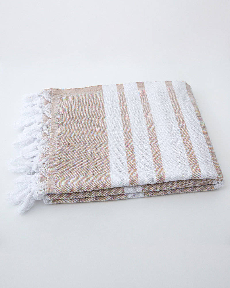 Ręcznik Hamam 100X180 Cm Z Frędzlami Beżowy